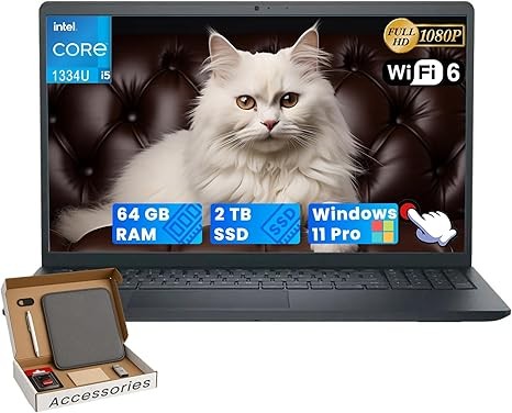 Dell Inspiron 15 3530 Touchscreen Laptop Computer - Intel 10-Core i5 1334U(up to 4.6GHz) • 64GB RAM, 2TB SSD • 15.6'' FHD IPS • Intel UHD Graphics • Wi-Fi 6 • Win 11 Pro • w/Laptop Accessories